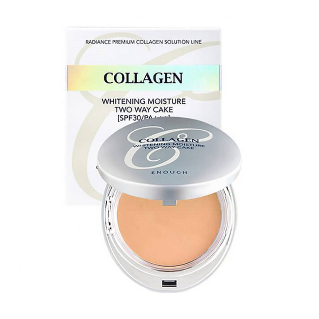 Компактна пудра для обличчя Enough Collagen 3 in 1 Whitening Moisture Two Way Cake SPF 28 PA++, зі змінним блоком, 21, 2*13 г